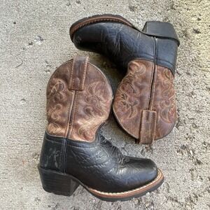 Dan Post Little River Child's 10 D Black & Brown Square Toe Western Cowboy Boots